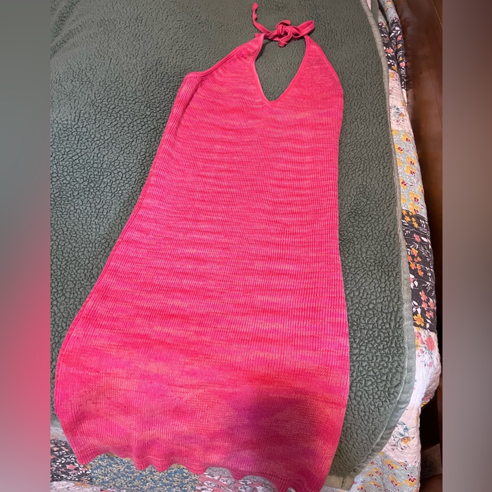 Pink sweater dress